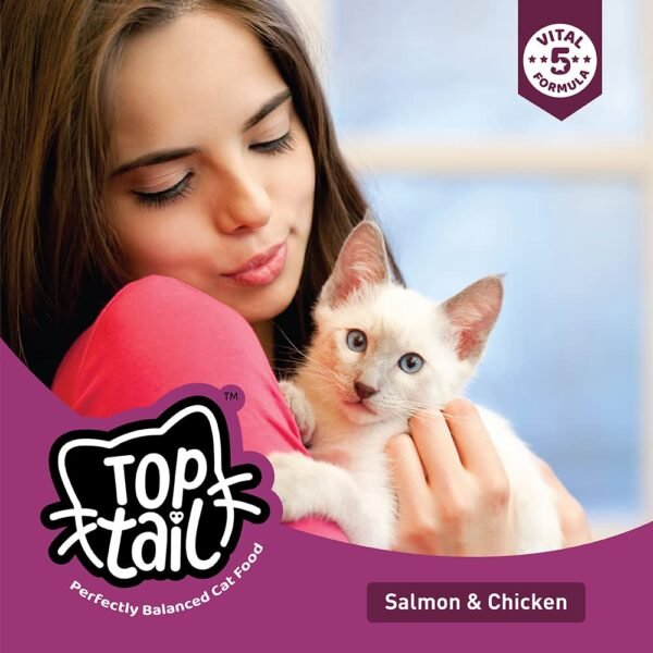Top tail Kitten Dry Cat Food - 400 gm (Upto 12 Months) | Perfectly Balanced Cat Food with Salmon & Chicken | Fortified with Vitamins & Minerals - Image 4