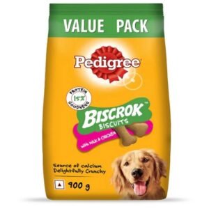 Pedigree Biscrok Biscuits Dog Treats (Above 4 Months), Milk and Chicken Flavor 900gm