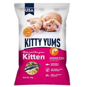 Kitty Yums Kitten(1-12 Months) Dry Cat Food, Ocean Fish, 50gm