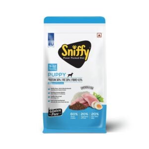 Sniffy Puppy Dry Dog Food - 3kg | Real Chicken & Egg, Power Packed High Protein Diet for All Breeds | Gluten Free Food for Dogs