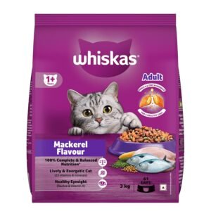 Whiskas Adult (+1 year) Dry Cat Food, Mackerel Flavour 3kg