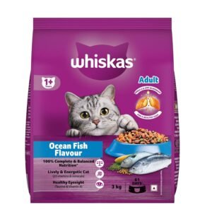 Whiskas Adult (+1 year) Dry Cat Food, Ocean Fish Flavour 3kg