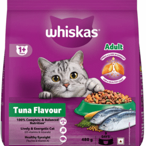 Whiskas Adult (+1 year) Dry Cat Food, Tuna Flavour 480gm