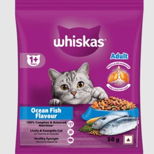 Whiskas Adult (+1 year) Dry Cat Food, Ocean Fish Flavour 50gm