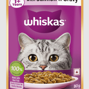 Whiskas Wet Food For Adult Cats (1+Years), Salmon In Gravy Flavour 80gm