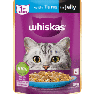 Whiskas Wet Cat Food For Adult Cats (1+Years), Tuna In Jelly Flavour 80gm