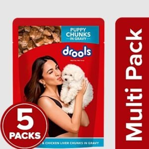 Drools Real Chicken & Chicken Liver Chunks in Gravy Puppy Dog Wet Food, 5+1 pack, 150gm.
