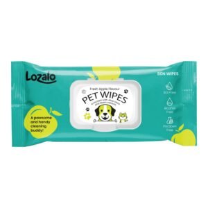 Lozalo Wet Wipes Fresh Apple Fragrance Grooming Wipes for Dogs and Cats 80Pcs